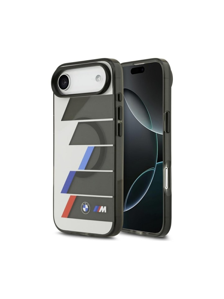 BMW M Tricolor Handyhülle mit IML Oberfläche und Metalltasten in Grau