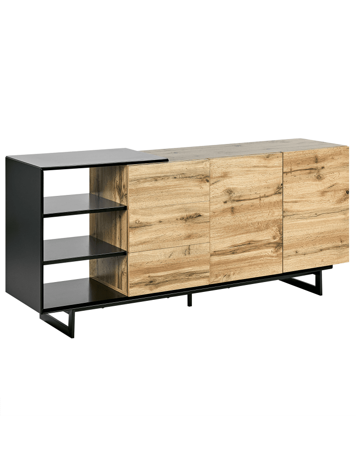 Sideboard FIORA in Braun/Schwarz - (W) 160 x (H) 75 x (L) 40 cm