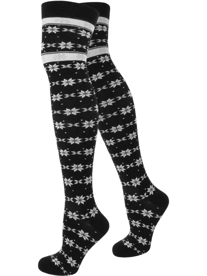 1 Paar Overknees Norweger-Star in Schwarz