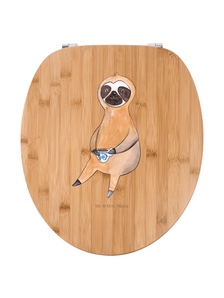 Holz Klobrille Faultier Kaffee ohne Spruch in Braun