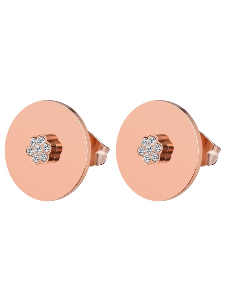 Damen Ohrringe – Ohrstecker aus Edelstahl mit Strass Steinchen in gold