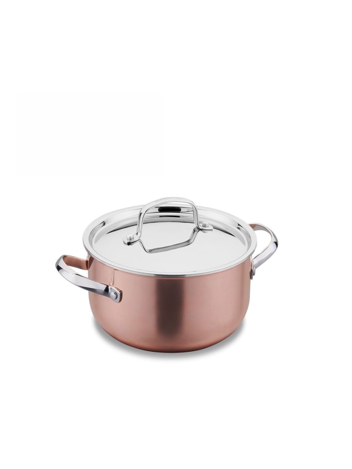 Korkmaz Divani Casserole 20 x 10 cm Kupfer-Topf mit Deckel - 2,9 L in Kupfer
