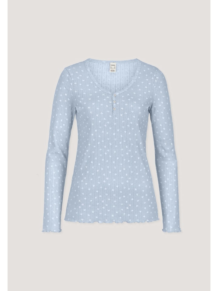 Pointelle Henley Schlafshirt in nordisch blau