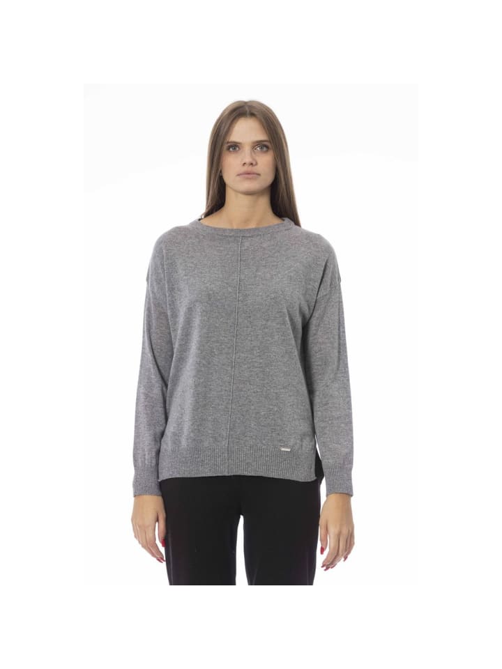 Grau Viskose Damen Pullover