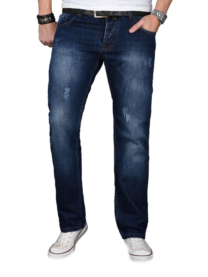 Jeans A. Salvarini Herren Jeans Blau Multi AS060-AS065 in Dunkelblau