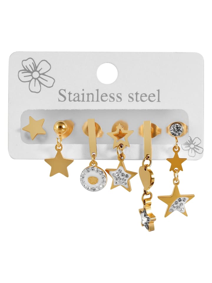 Damen Anhänger – Anhänger aus Edelstahl mit Strass Steinchen in gold