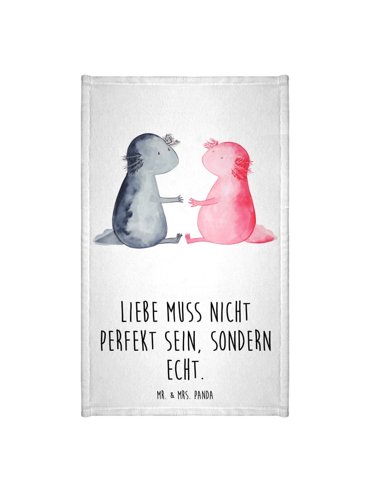 Handtuch Axolotl Liebe mit Spruch in Weiß