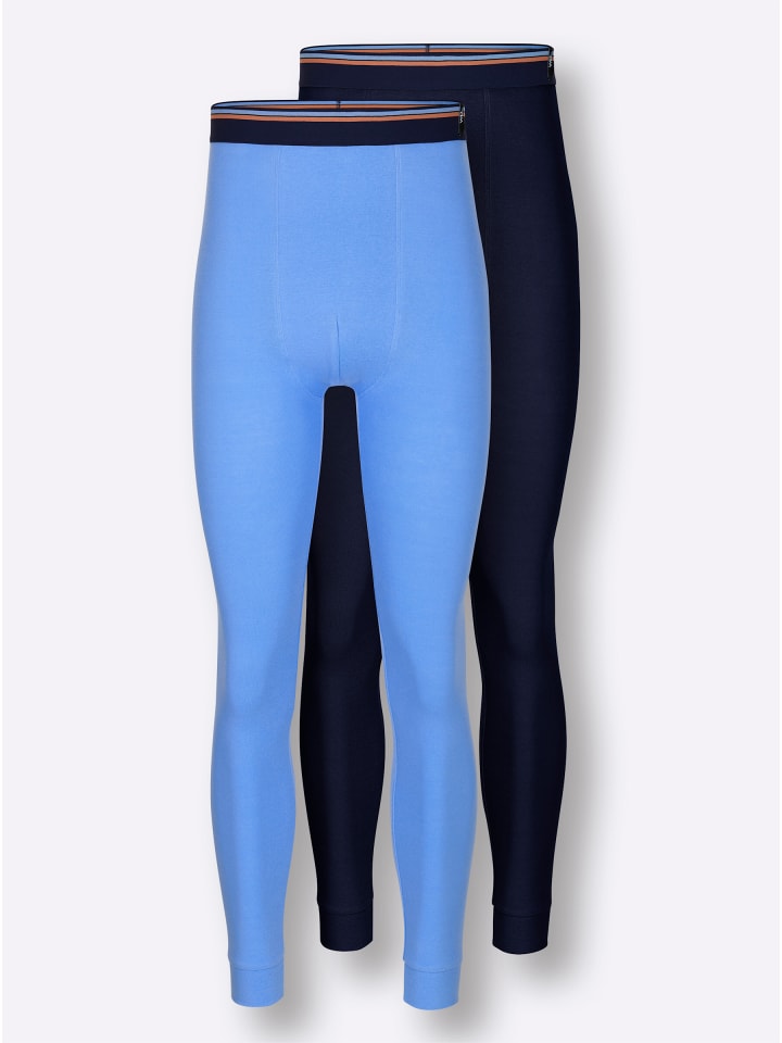 Hose lang in marine + himmelblau