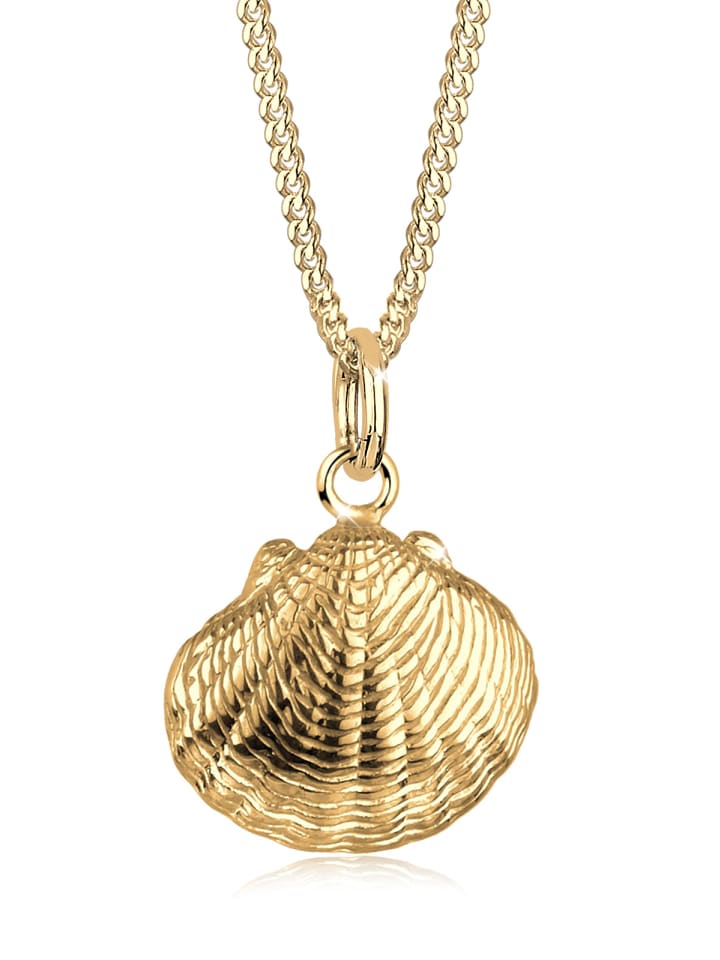 Halskette 925 Sterling Silber Muschel in Gold