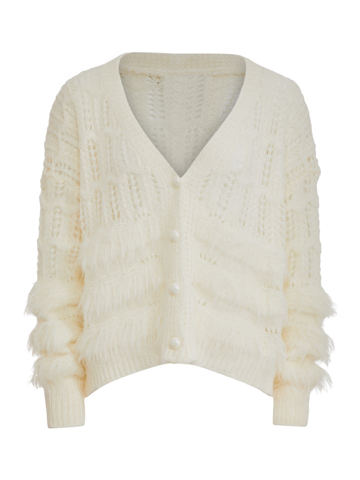 Damen Strickjacke in Wollweiss
