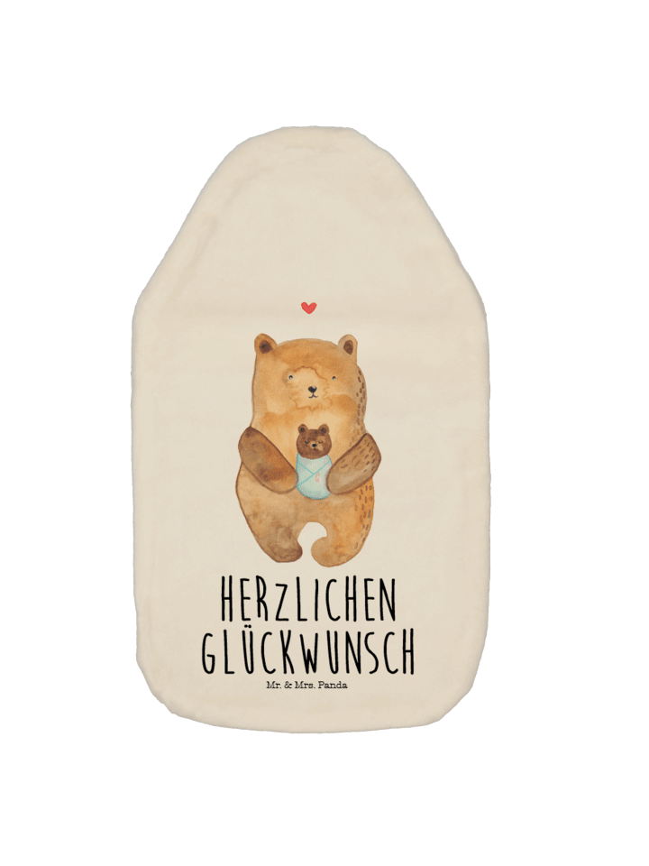 Wärmflasche Bär Baby mit Spruch in Weiß