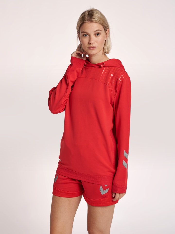 Verstellbare Taille Kapuzenpullover Hmllead Damen in TRUE RED