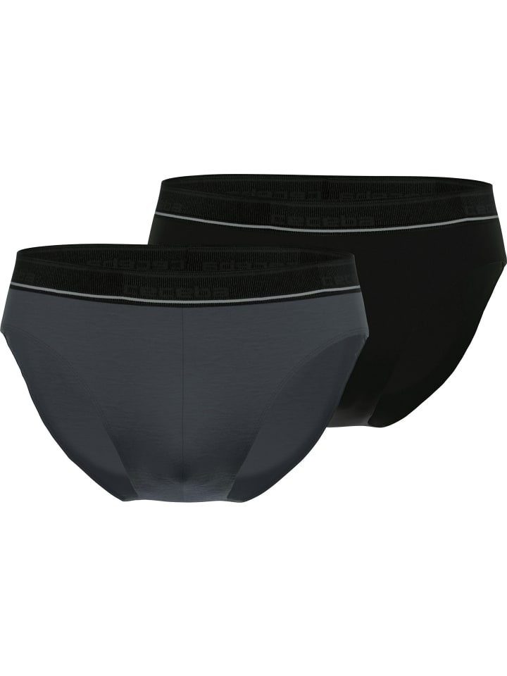 Viskose, Single-Jersey Slip 2er-Pack in anthrazit/schwarz