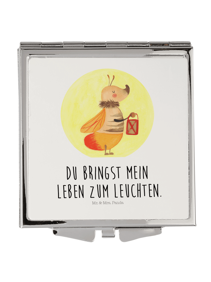 Kosmetikspiegel Glühwürmchen mit Spruch in Weiß