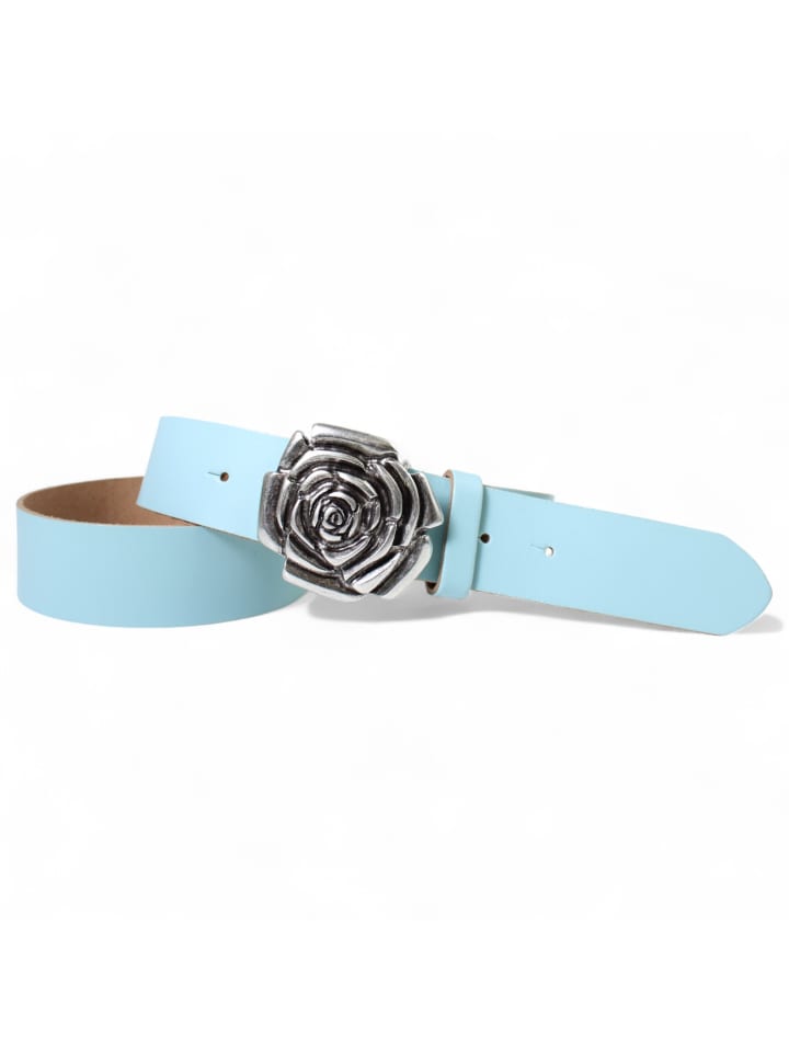Damen Ledergürtel Silber in Aqua