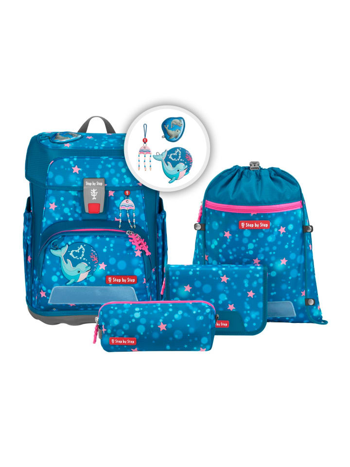 Grundschulranzen-Set, CLOUD "Dolphin Azura" 5-teilig in Blau