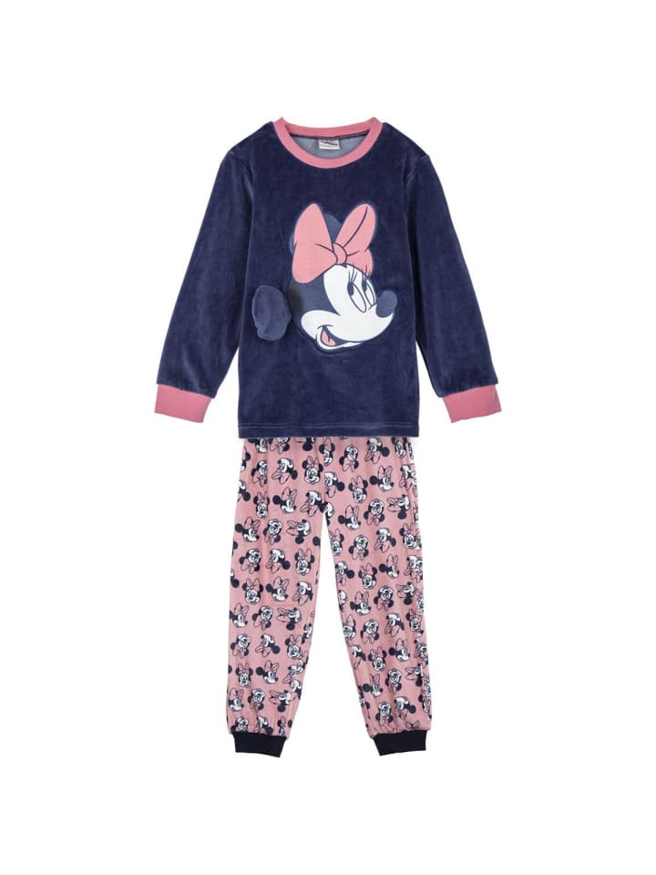 Disney Pyjama Kinder Minnie – gemütlicher Coral Fleece Schlafanzug in Schwarz