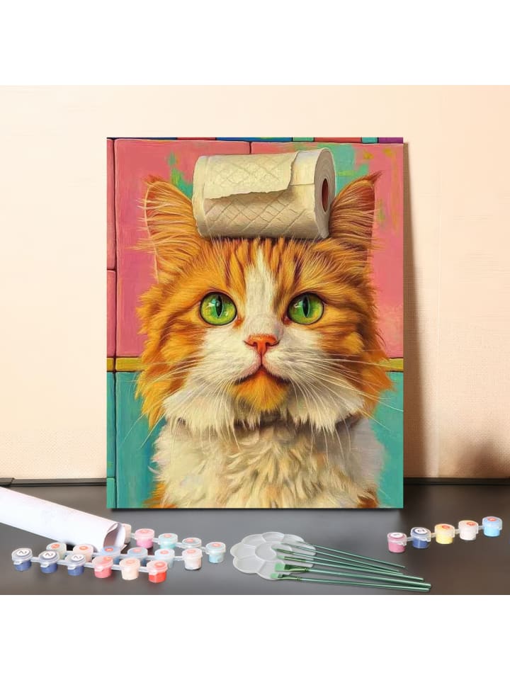 DIY Malen nach Zahlen Set-"Papierkatze" 