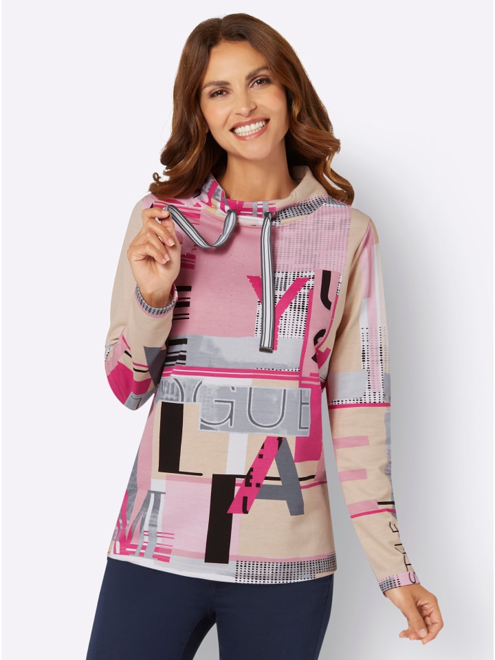 Sweatshirt in fuchsia-ecru