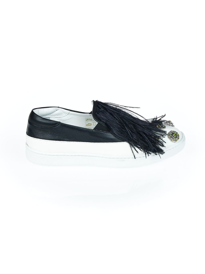 Schwarz Leder Damen Slip-On Schuh