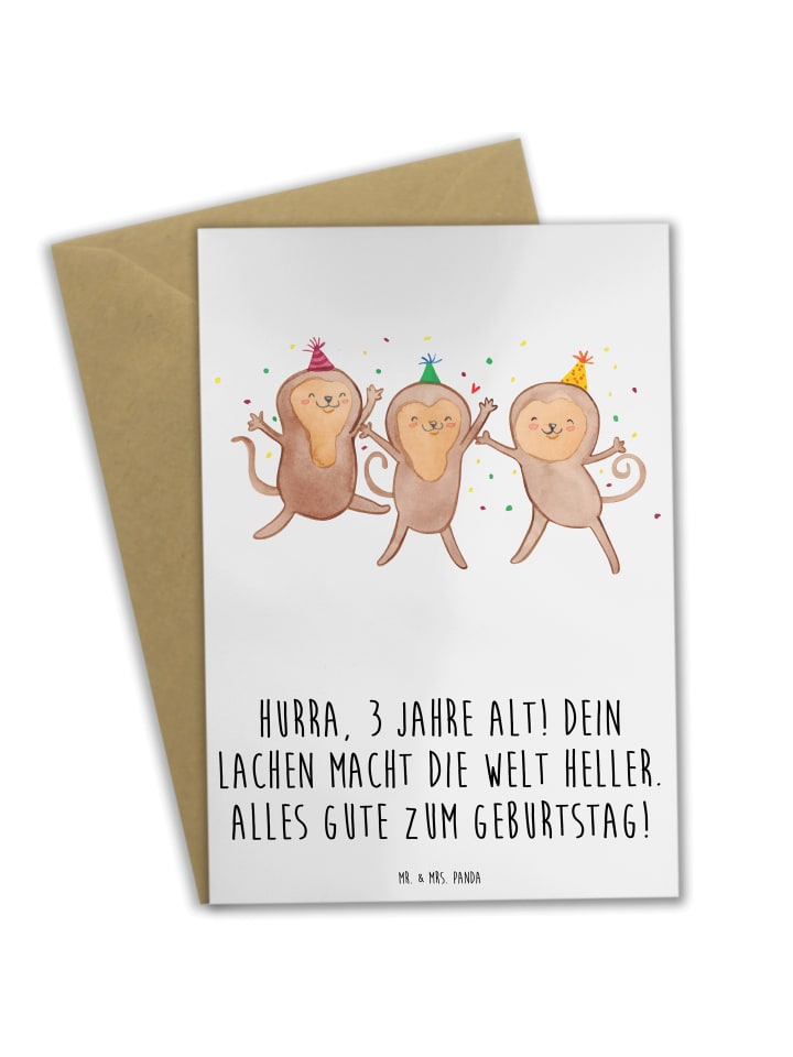 Klappkarte 3. Geburtstag Jubel mit Spruch in Weiß