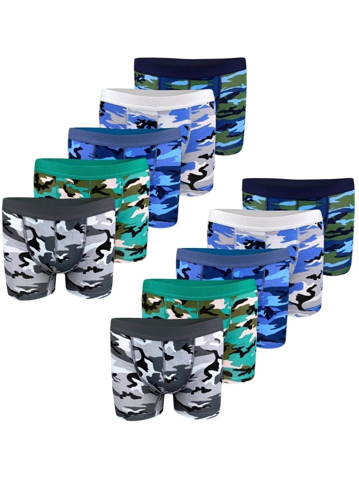 10er Set Boxershorts - Camouflage - Bunt