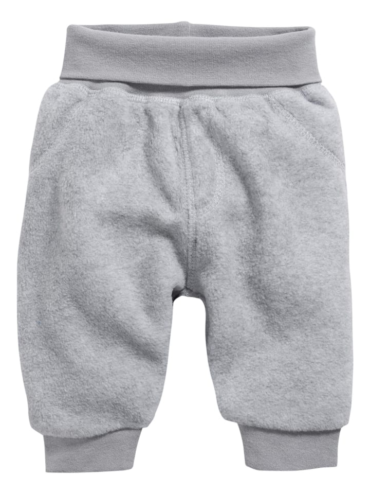 Baby Pumphose Fleece mit Strickbund in Grau/Melange