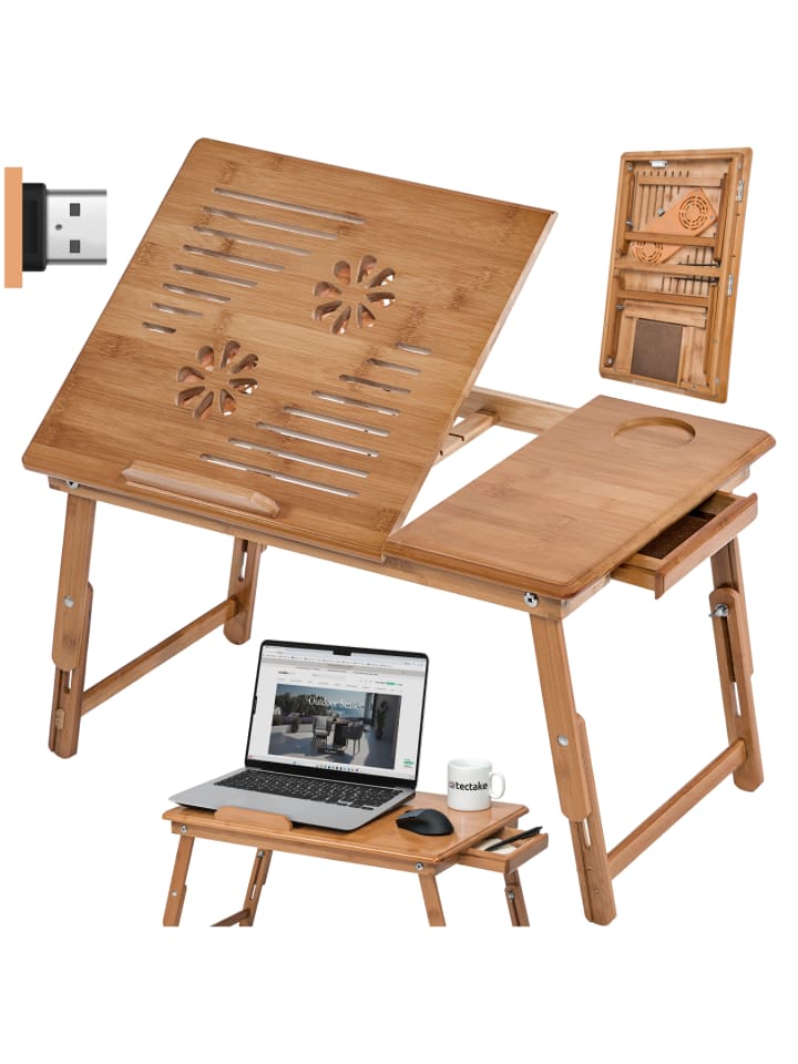 Laptoptisch inklusive Schublade und Abstellfläche, 55 x 35 x 26 cm
