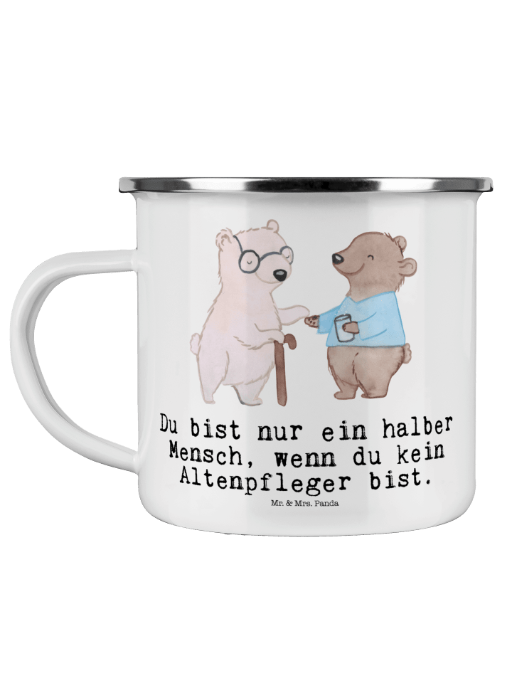 Trinkbecher Altenpfleger Herz mit Spruch in Weiß