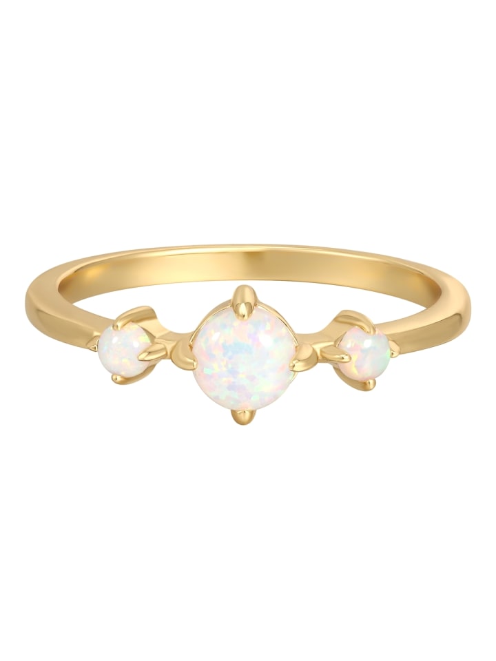 Ring aus Sterling Silber mit Opal (synth.) in gelbgold