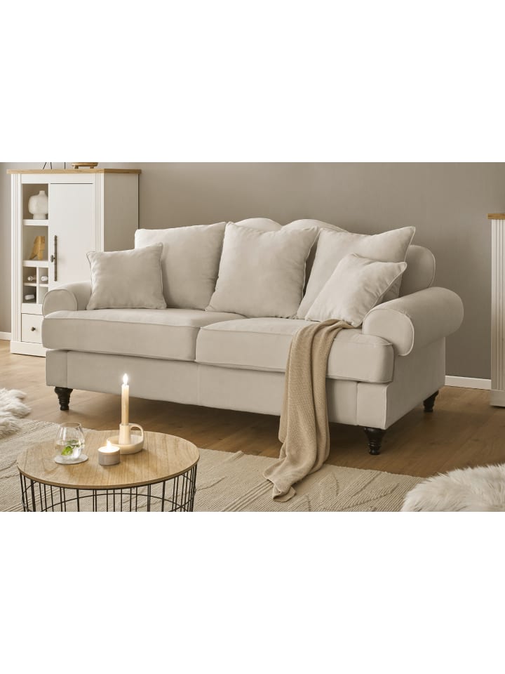 Sofa beige Landhaus, Couch 3-Sitzer 200 cm