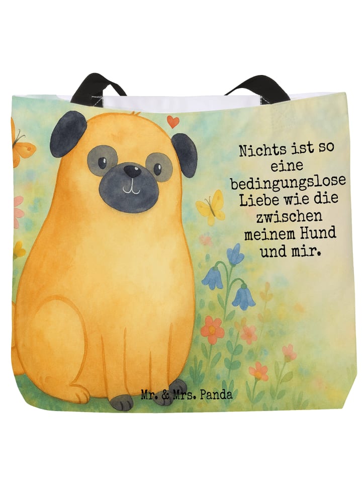 Einkaufstasche Mops Design mit Spruch in Weiß