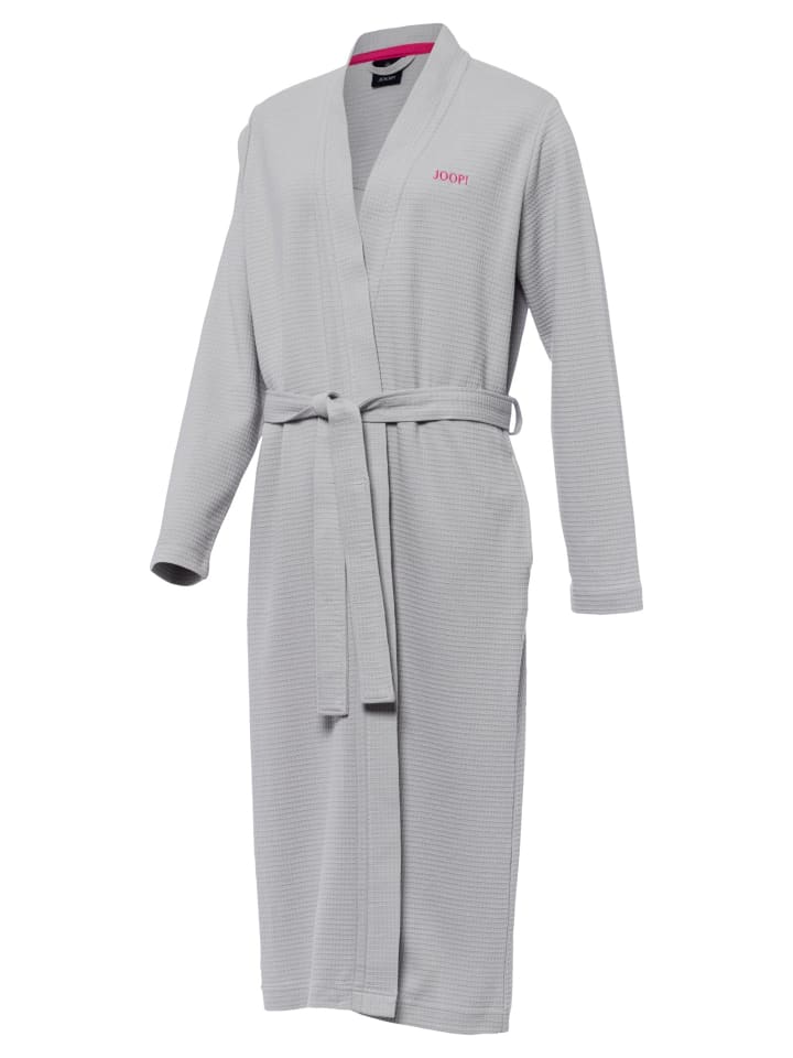 JOOP! BADEMANTEL UNI-PIQUÉ Damen-Kimono 32/34, Silber