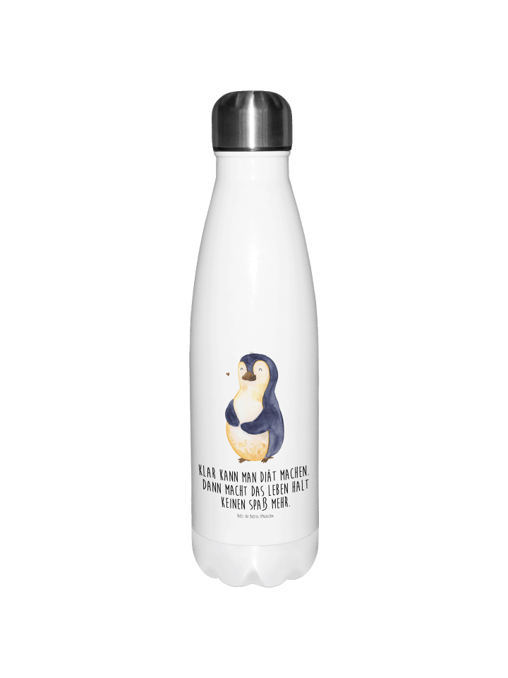 Thermos Pinguin Diät mit Spruch in Weiß