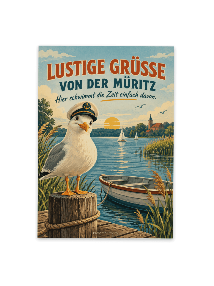 Postkarte Möwe humorvoll Design mit Spruch in Weiß