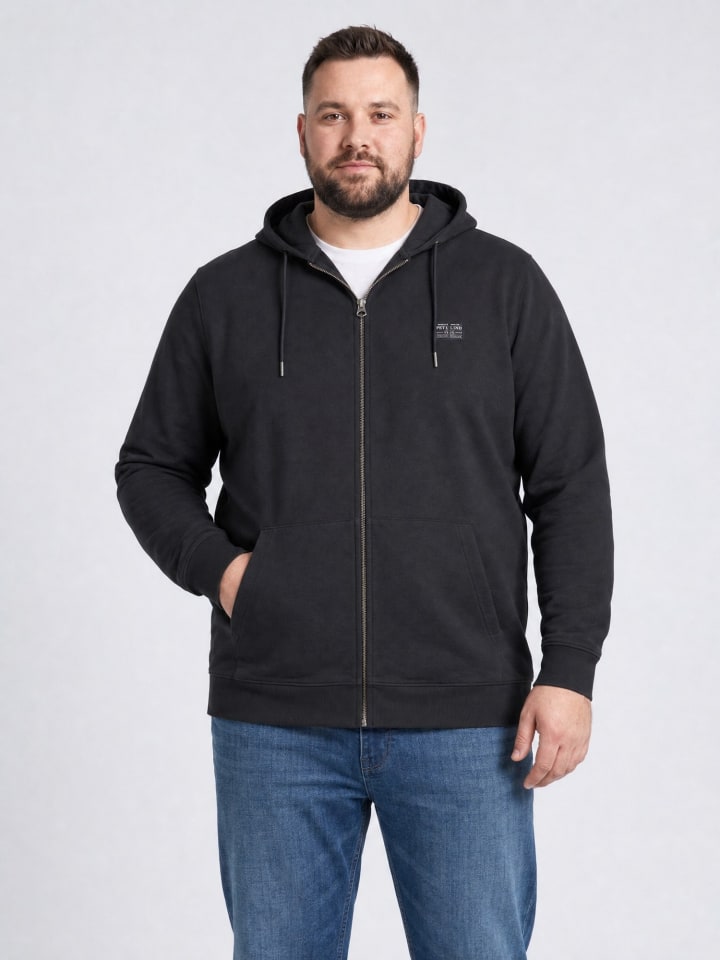 Oversized Baumwoll-Kapuzenjacke pinewood in Schwarz