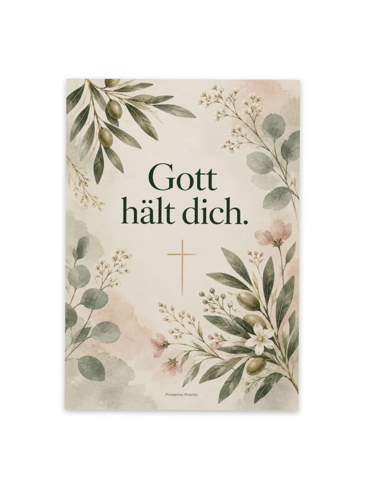 Postkarte Olivenzweig botanisch Design mit Spruch in Weiß