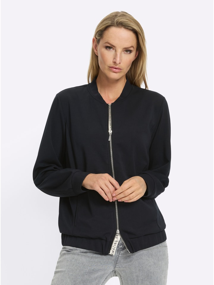 Jersey-Jacke in schwarz
