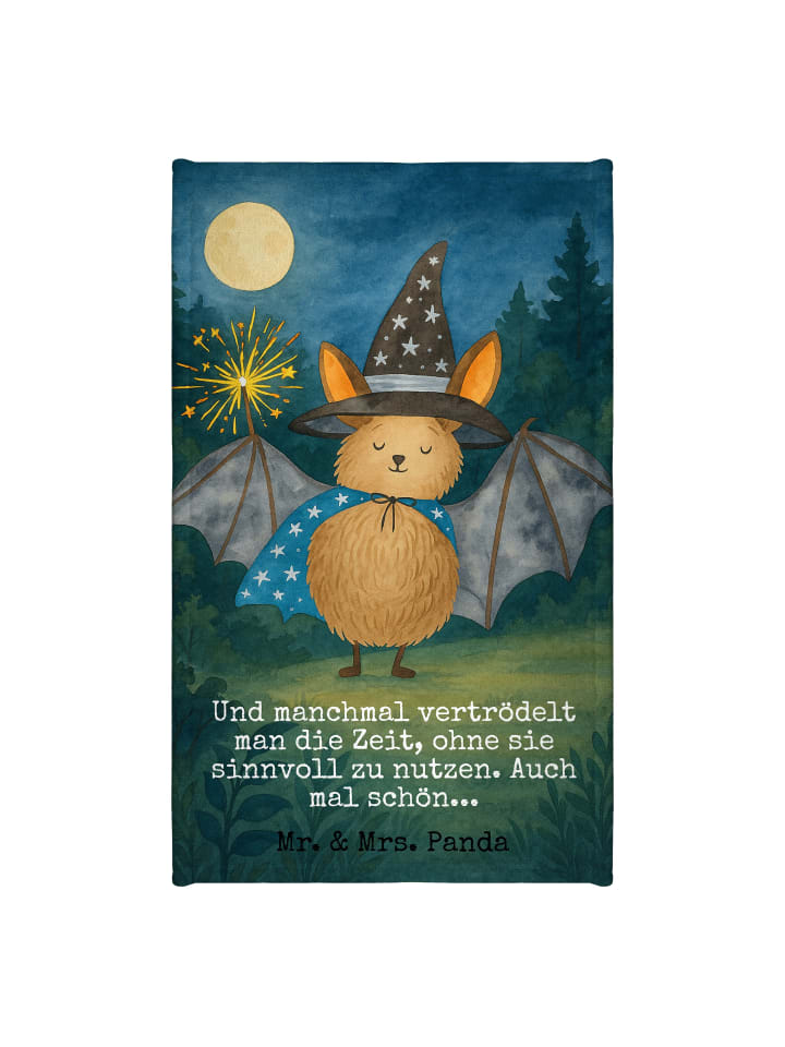 Handtuch Fledermaus Zauberer Design mit Spruch in Weiß