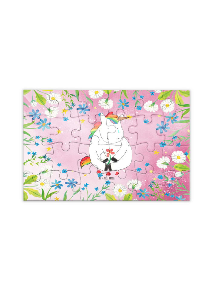 Puzzle Einhorn Traurig ohne Spruch in Rot Pastell
