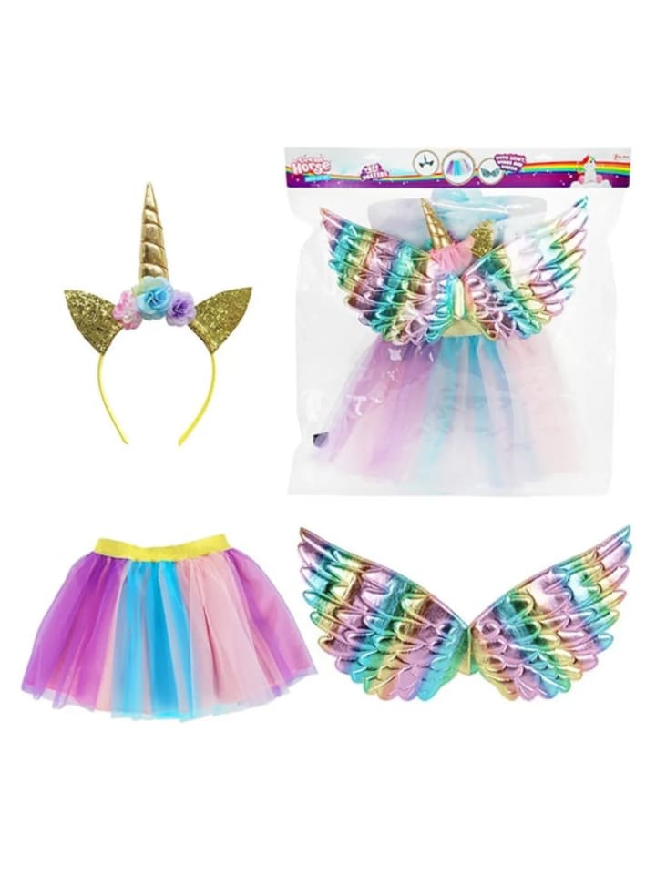 Dream Horse Verkleidungsset Einhorn (mit Flügeln + Tutu) in bunt