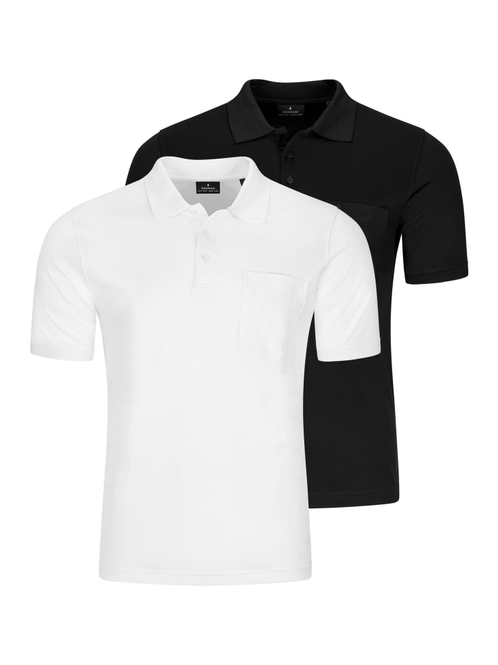 Poloshirt Basic in Weiß / schwarz