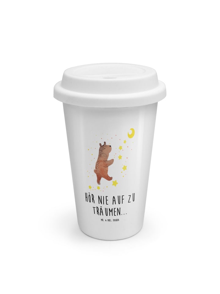 To Go Becher Bär Träume mit Spruch in Weiß