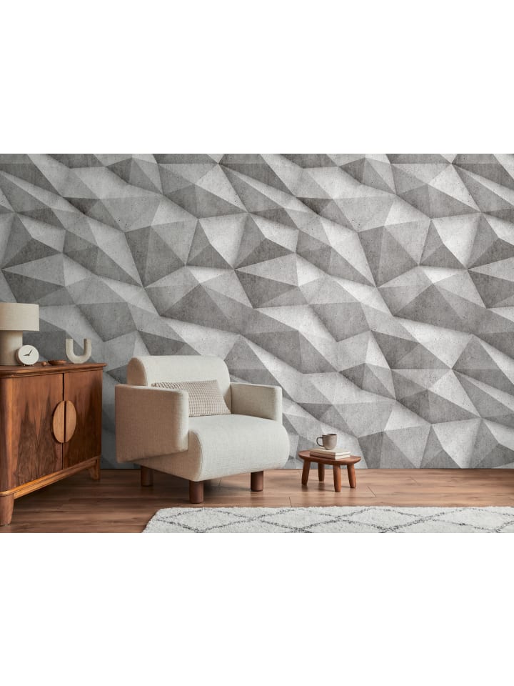 Tapete Concrete Folds in Grau 