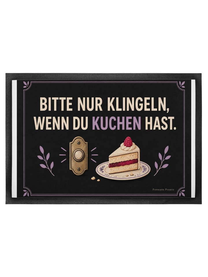 Fußmatte Klingel vintage Design mit Spruch in Weiß