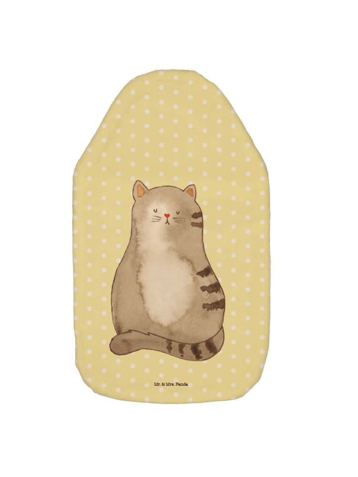 Wärmflasche Katze Sitzen ohne Spruch in Gelb Pastell