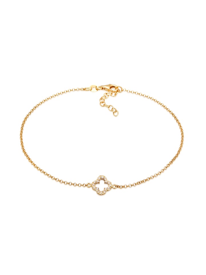 Fußschmuck 925 Sterling Silber Kleeblatt in Gold