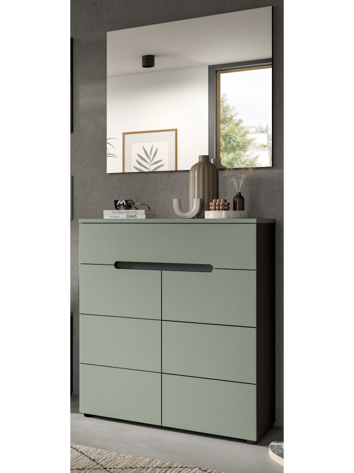 Garderobe-Set Salbei und grau, Garderobe 2-teilig, 80 x 190 cm, Soft-Close