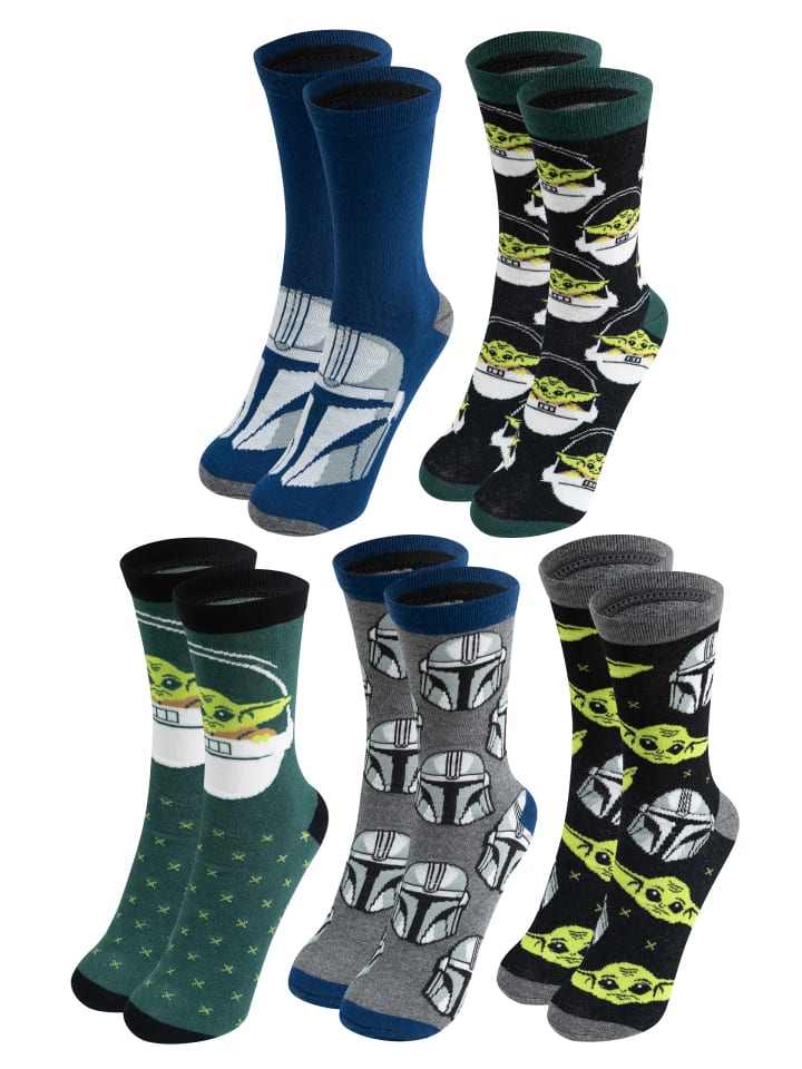 5er Pack Star Wars The Mandalorian Socken Sneaker Strümpfe in Mehrfarbig
