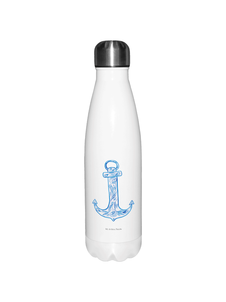 Trinkflasche Anker Blau ohne Spruch in Weiß
